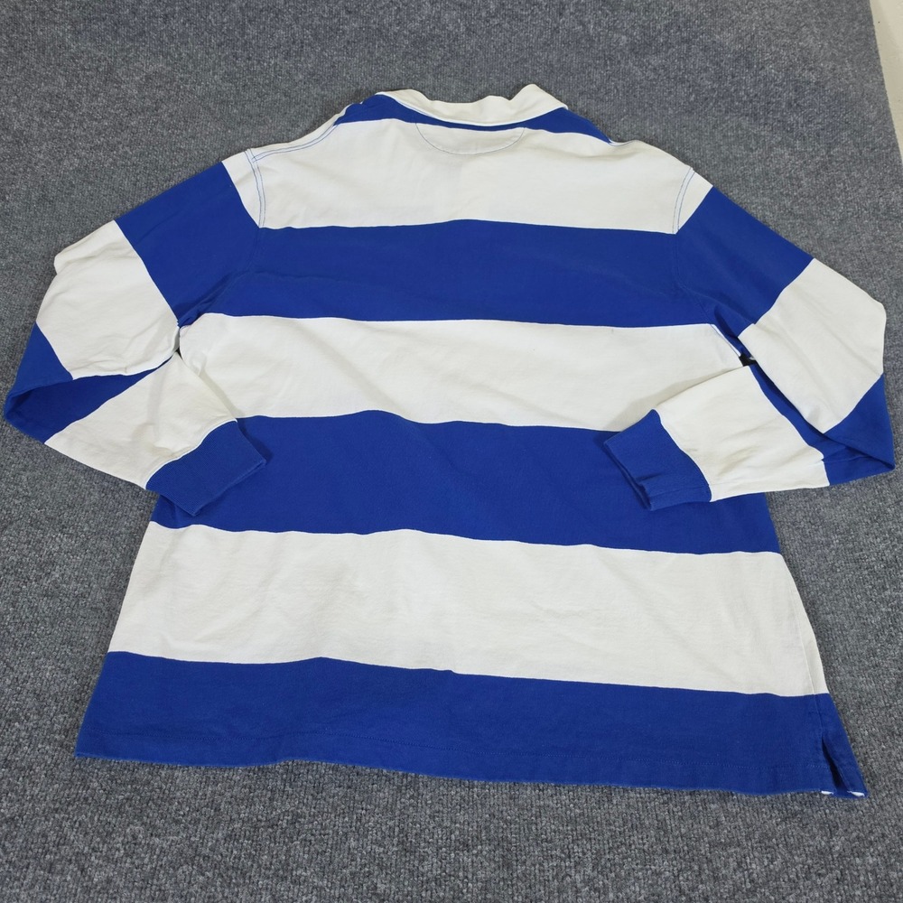 Polo Ralph Lauren Mens 2XB Blue White Striped Long Sleeve Rugby Shirt Cotton - Picture 2 of 7